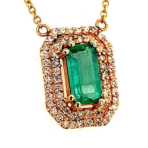 Natural Emerald Diamond Necklace 14k Gold 1.21 TCW 16" Certified $4,950 112176 - Picture 8 of 13